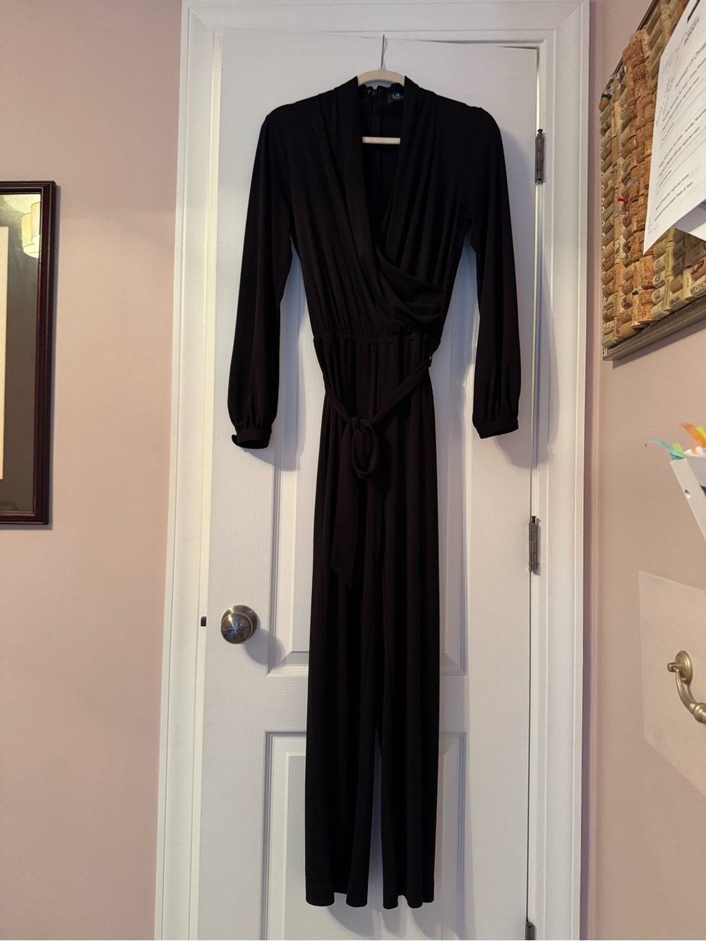 Ralph Lauren Black Long-Sleeve Wrap Jumpsuit